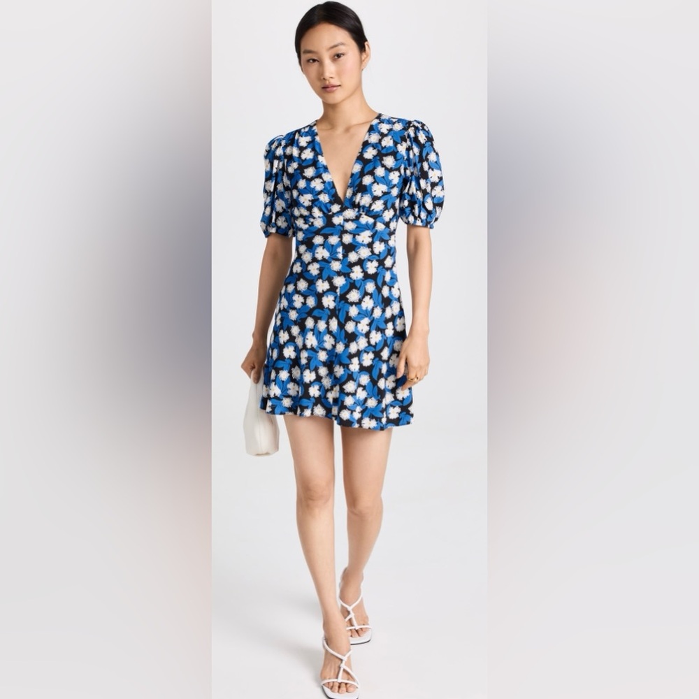 🆕🔖 Staud ✨ Mini Milla Dress ✨White Acid Floral Print ✨ Size 14 ✨ NWT!! - Picture 2 of 14